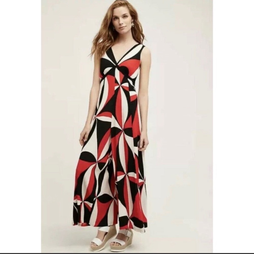 NWT ANTHROPOLOGIE HD in Paris Sz 6 Wide Leg Tallulah Jumpsuit Graphic Red Black